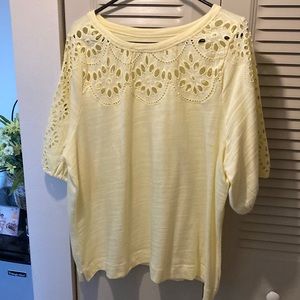 Loft Lace Sleeve Yellow Top.